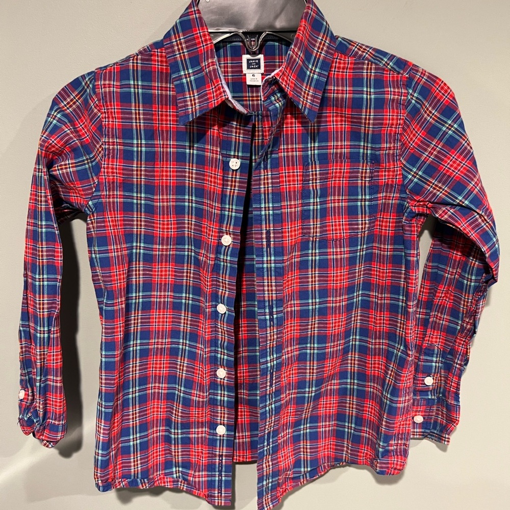 Janie and Jack size 6 boys plaid long sleeve shirt EUC.